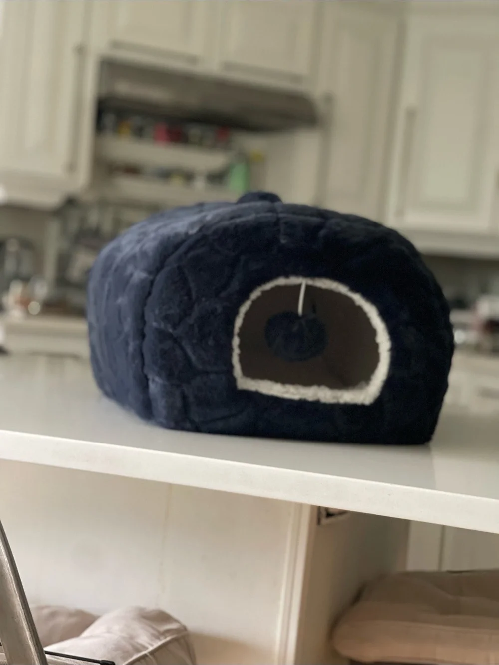 Whisker City® Navy Fur Cat Hide Hut Bed